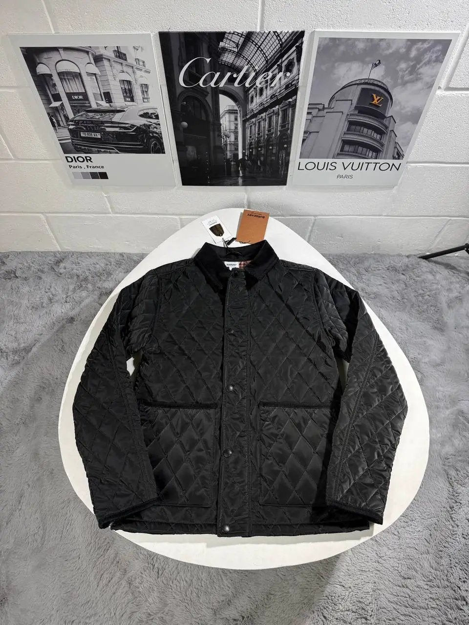 BURB QUILTED JACKET BLACK Stock supplier