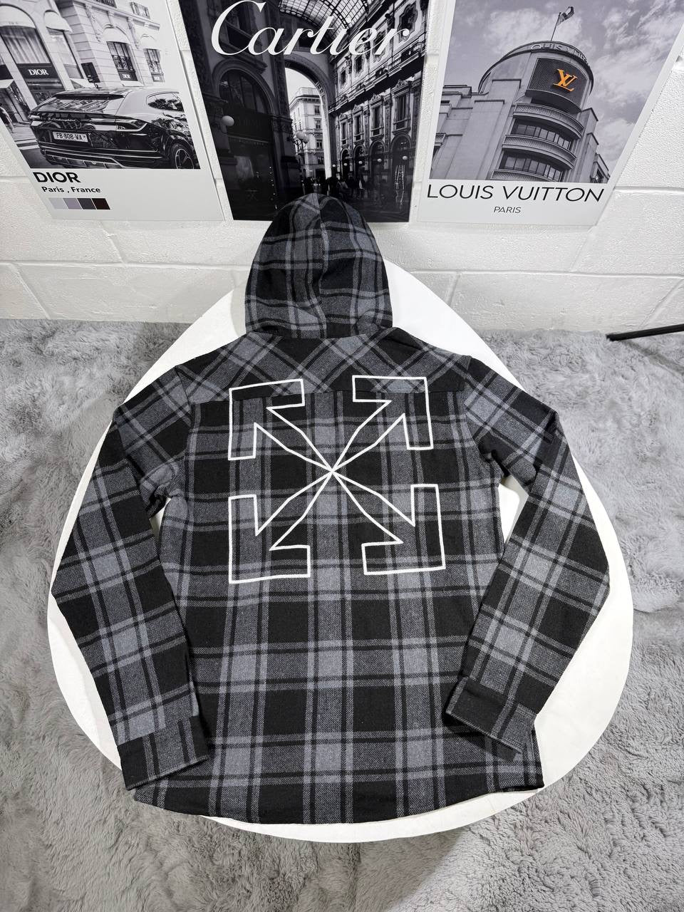 OFF W OVERSHIRT WITH HOODIE