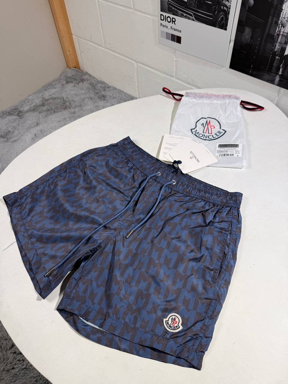 MNCLR MONOGRAM PRINT SWIM SHORTS NAVY