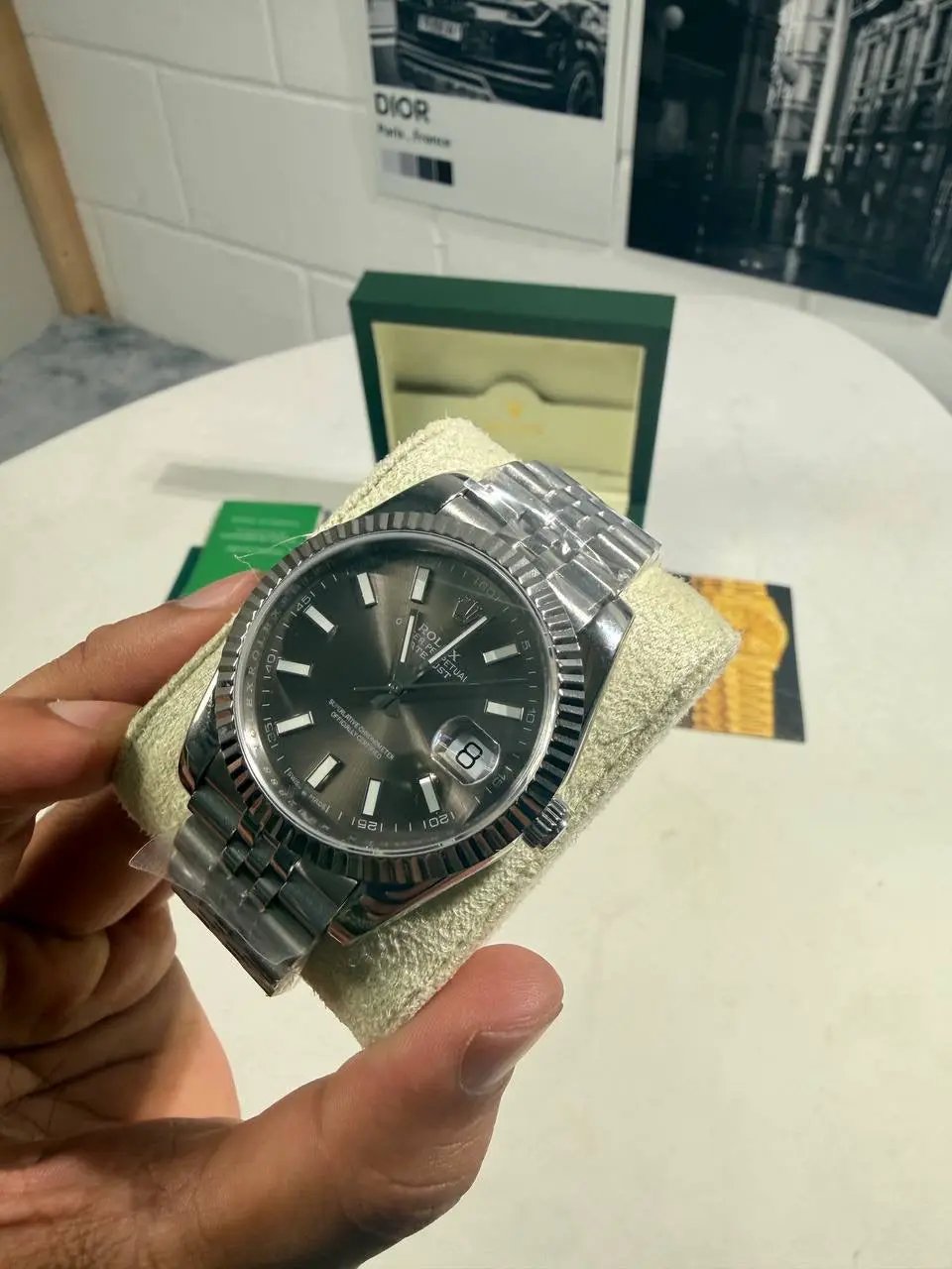 41 RHODIUM DIAL FLUTED JUBILEE WATCH by Stock supplier