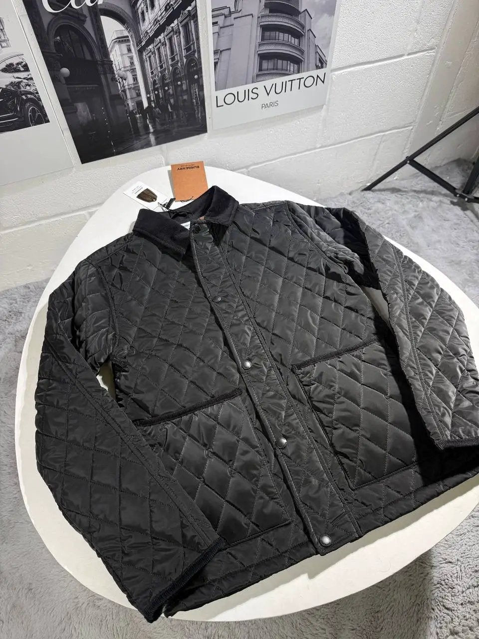 BURB QUILTED JACKET BLACK Stock supplier