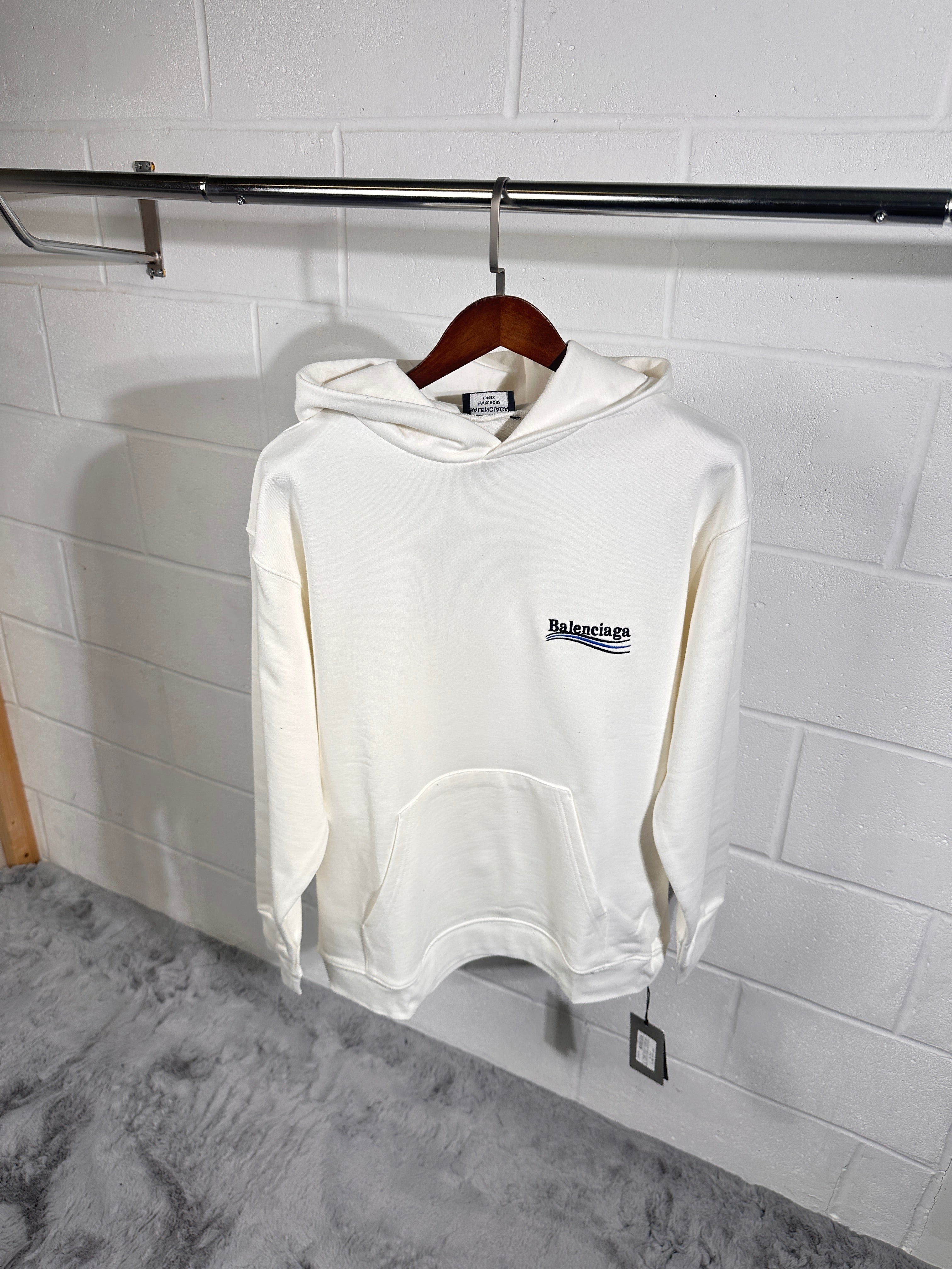 Balanciaga logo hoodie off white