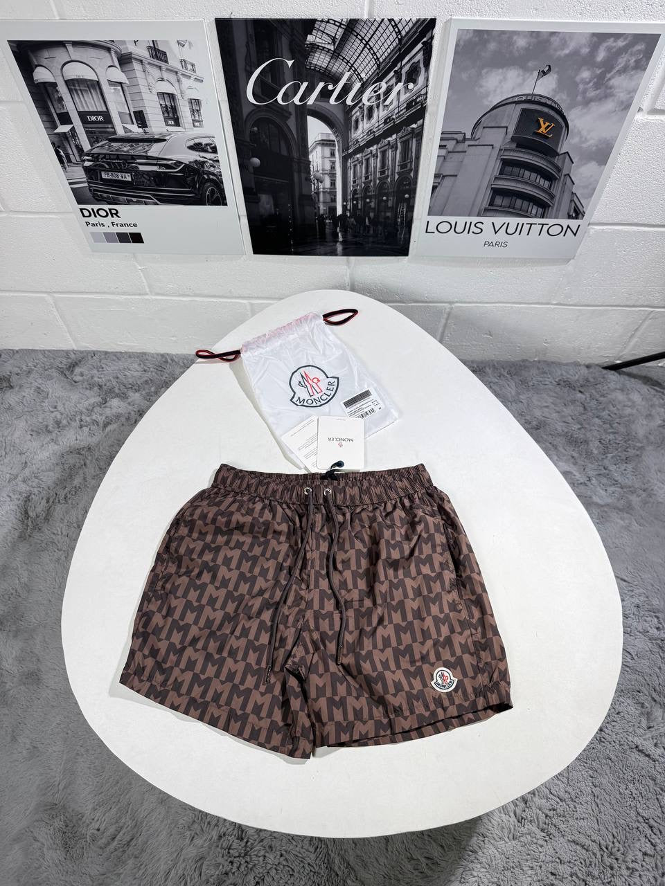 MNCLR MONOGRAM PRINT SWIM SHORTS BROWN