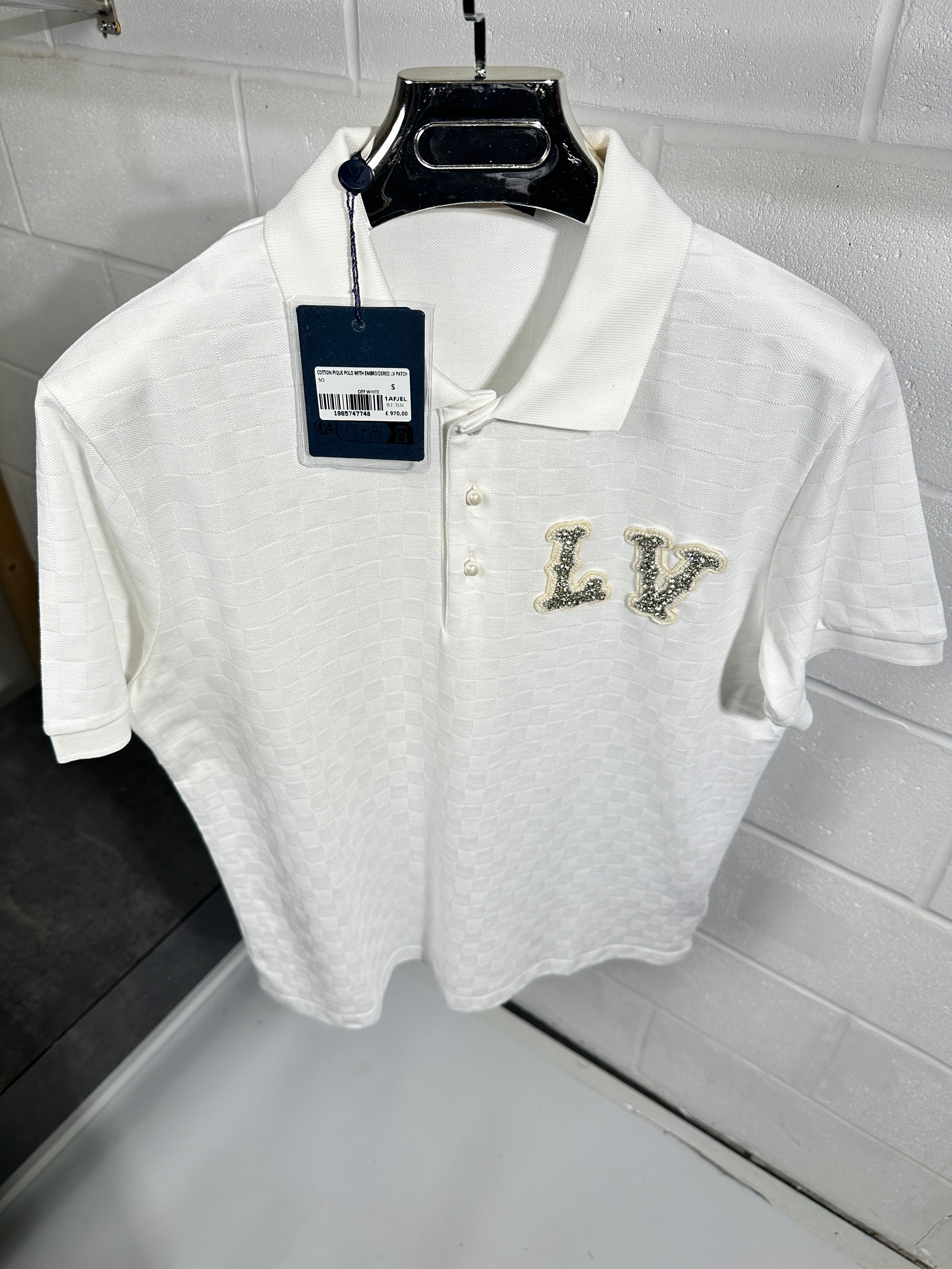 Lv diamond polo white