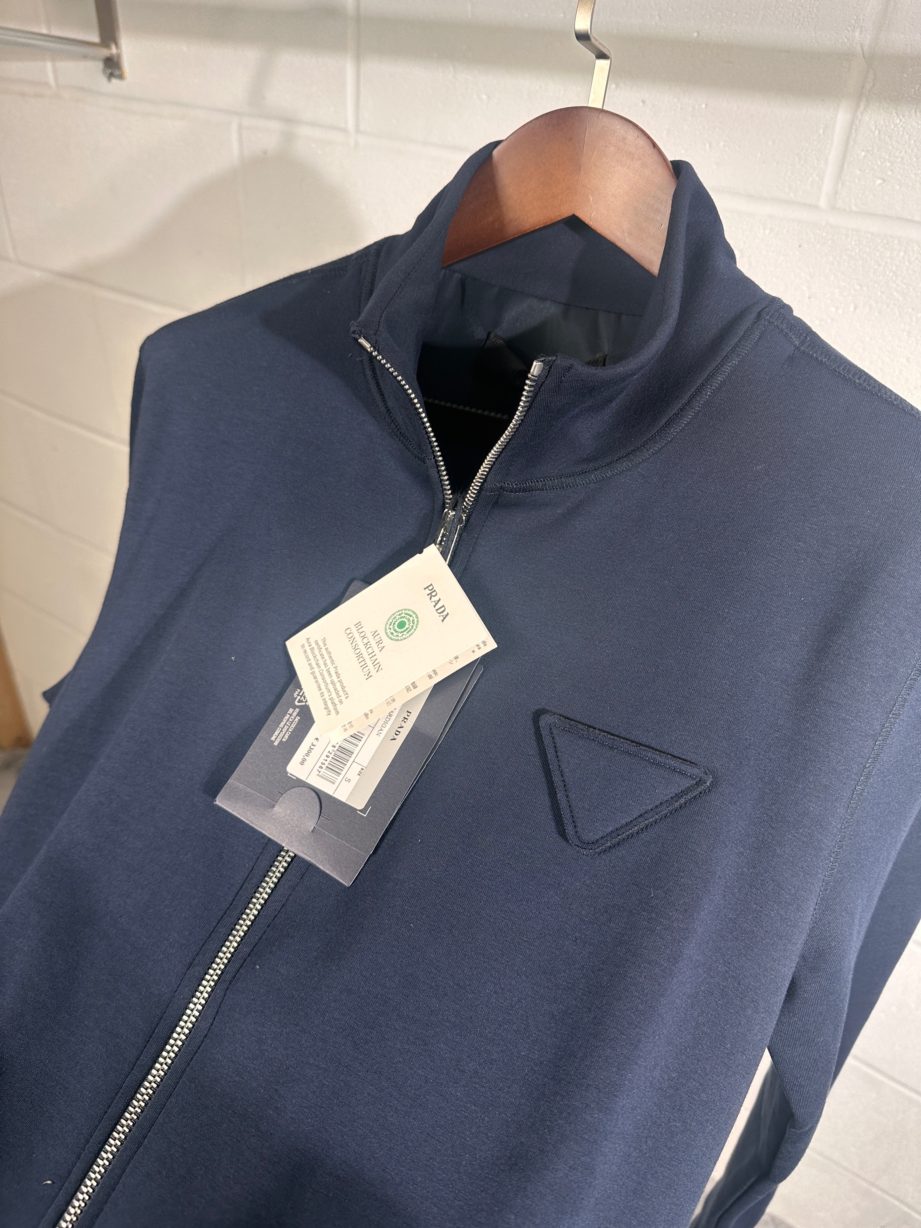 Prada cardigan zip up navy