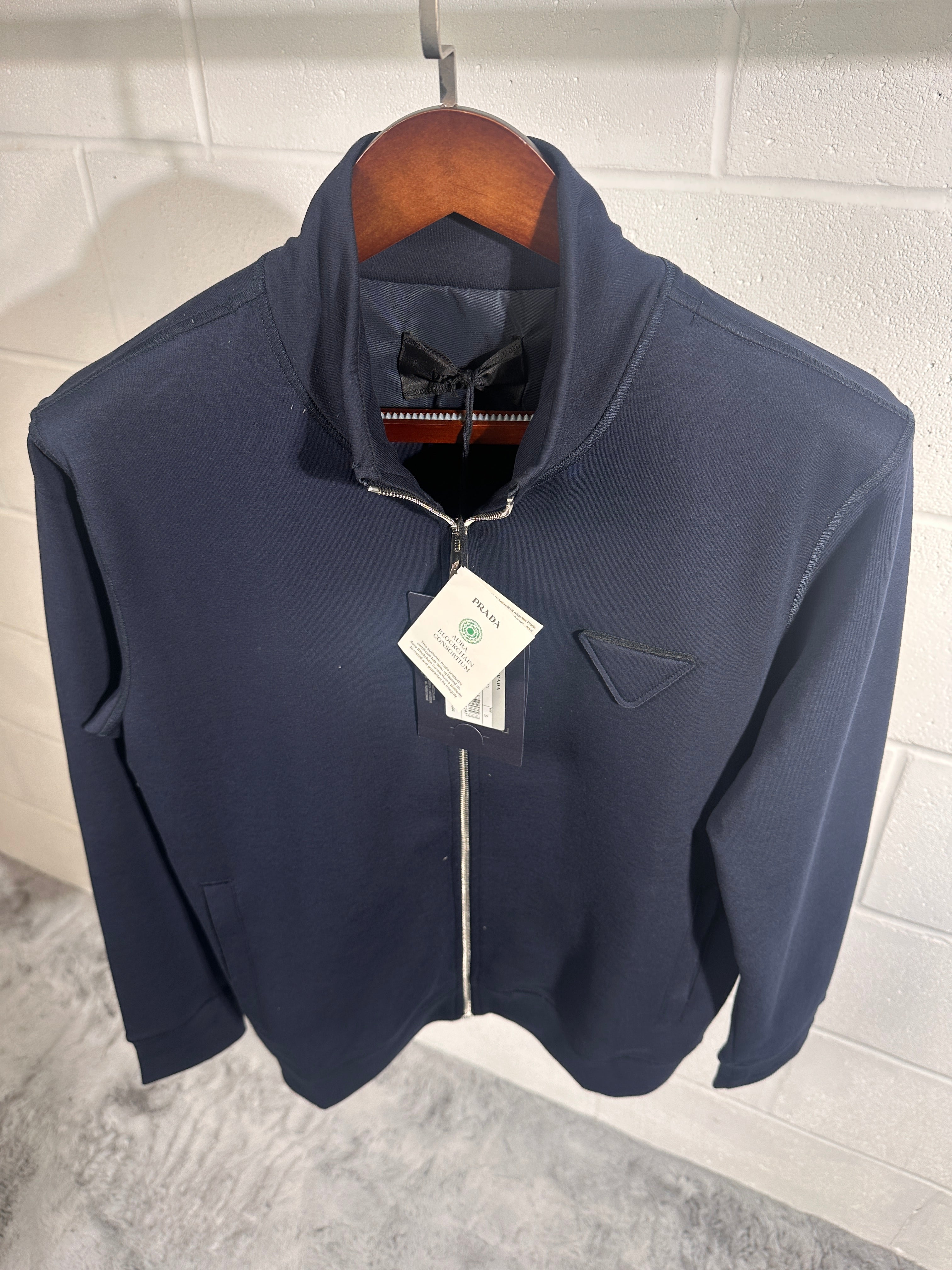 Prada cardigan zip up navy