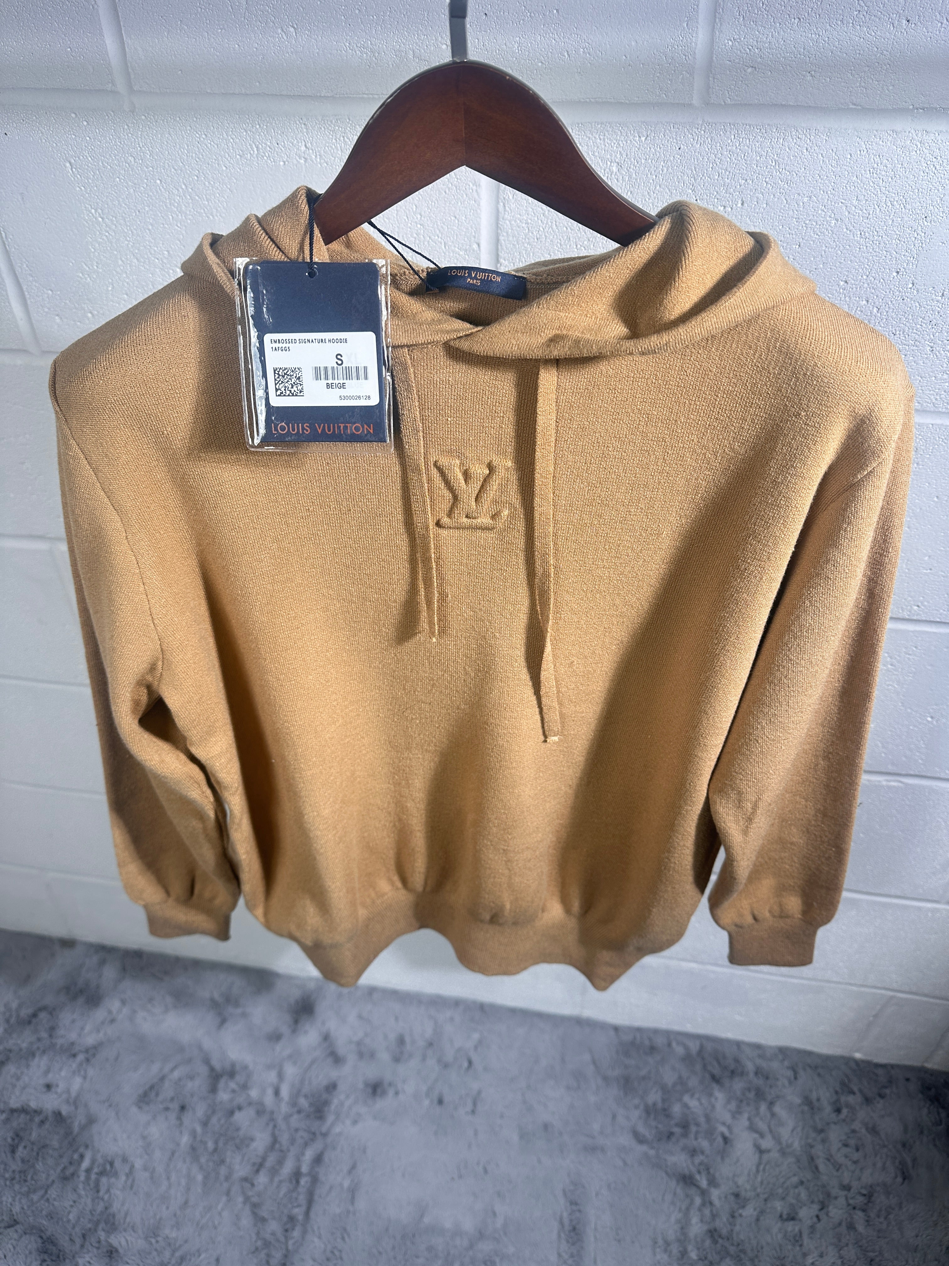 Lv knitted hoodie beige