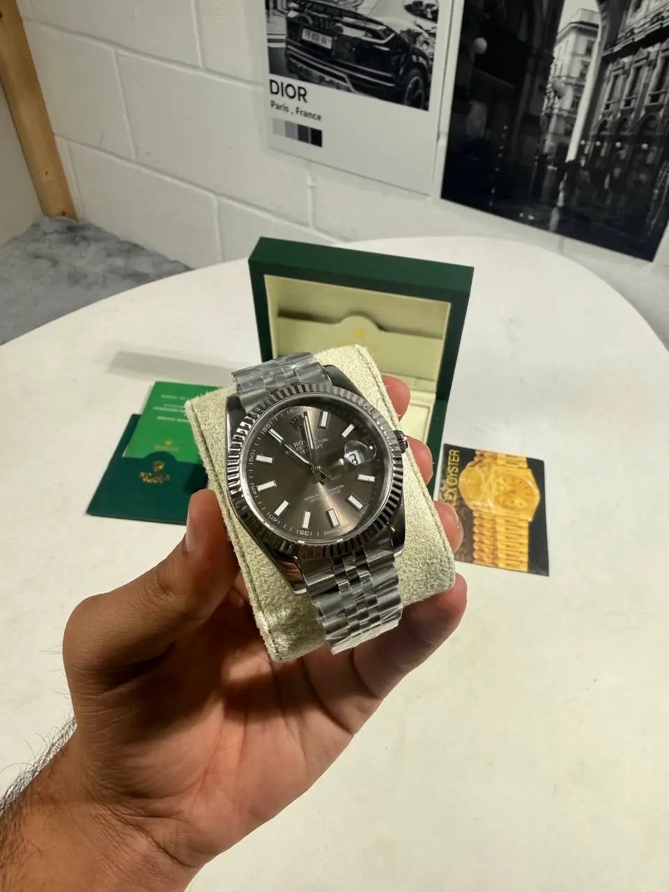 41 RHODIUM DIAL FLUTED JUBILEE WATCH by Stock supplier