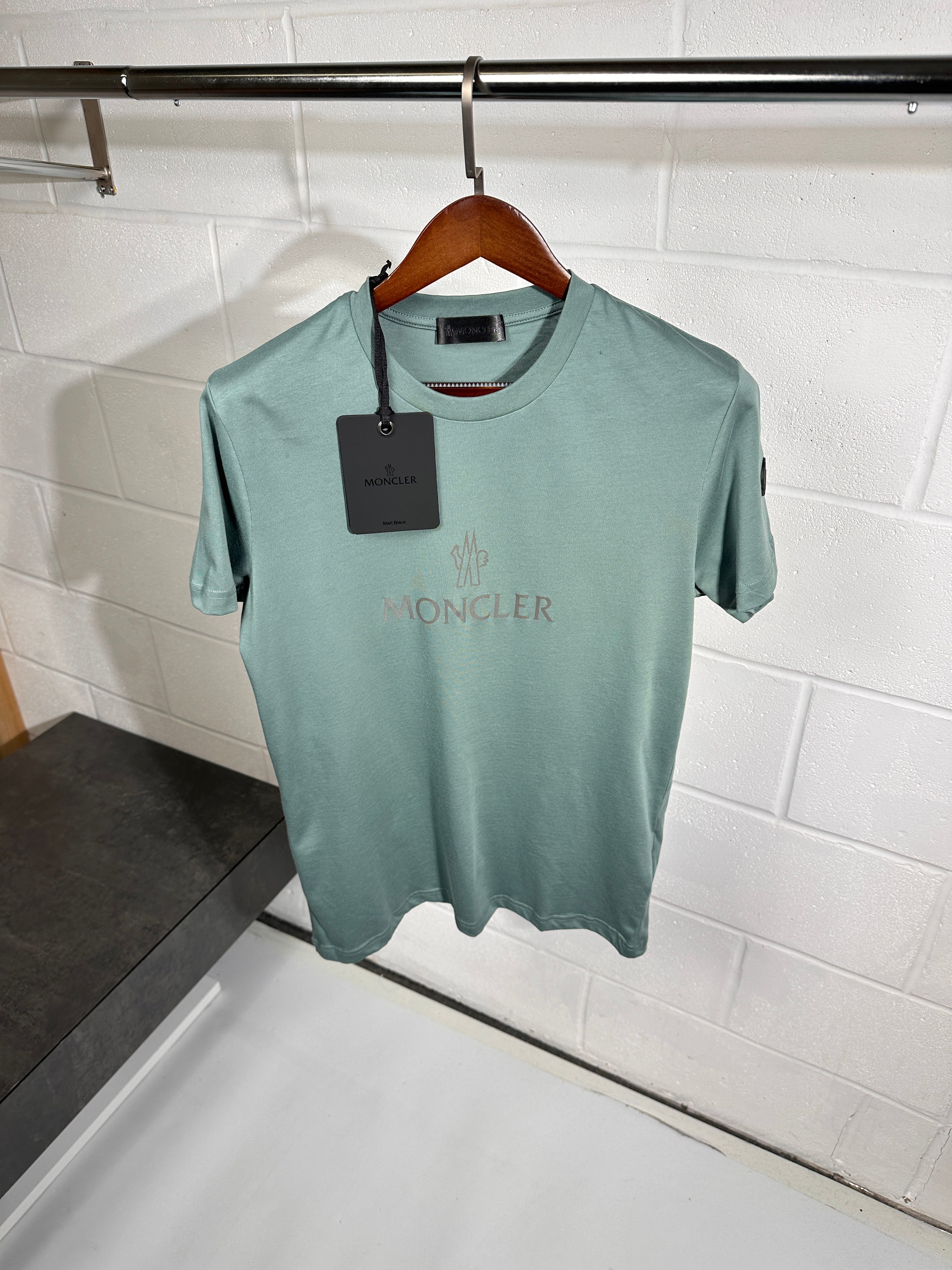 Moncler reflective logo tee light green