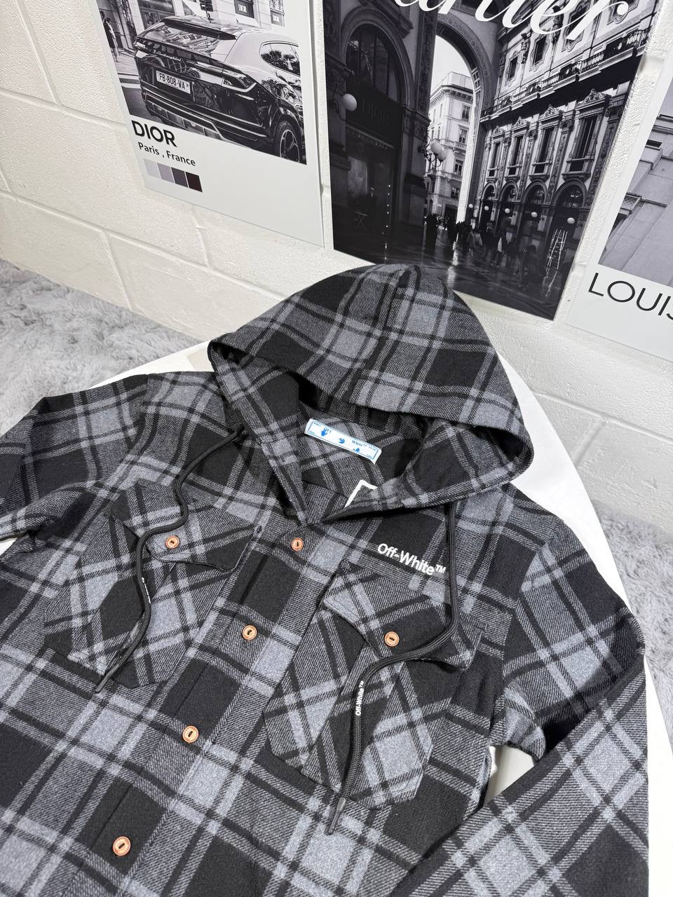 OFF W OVERSHIRT WITH HOODIE