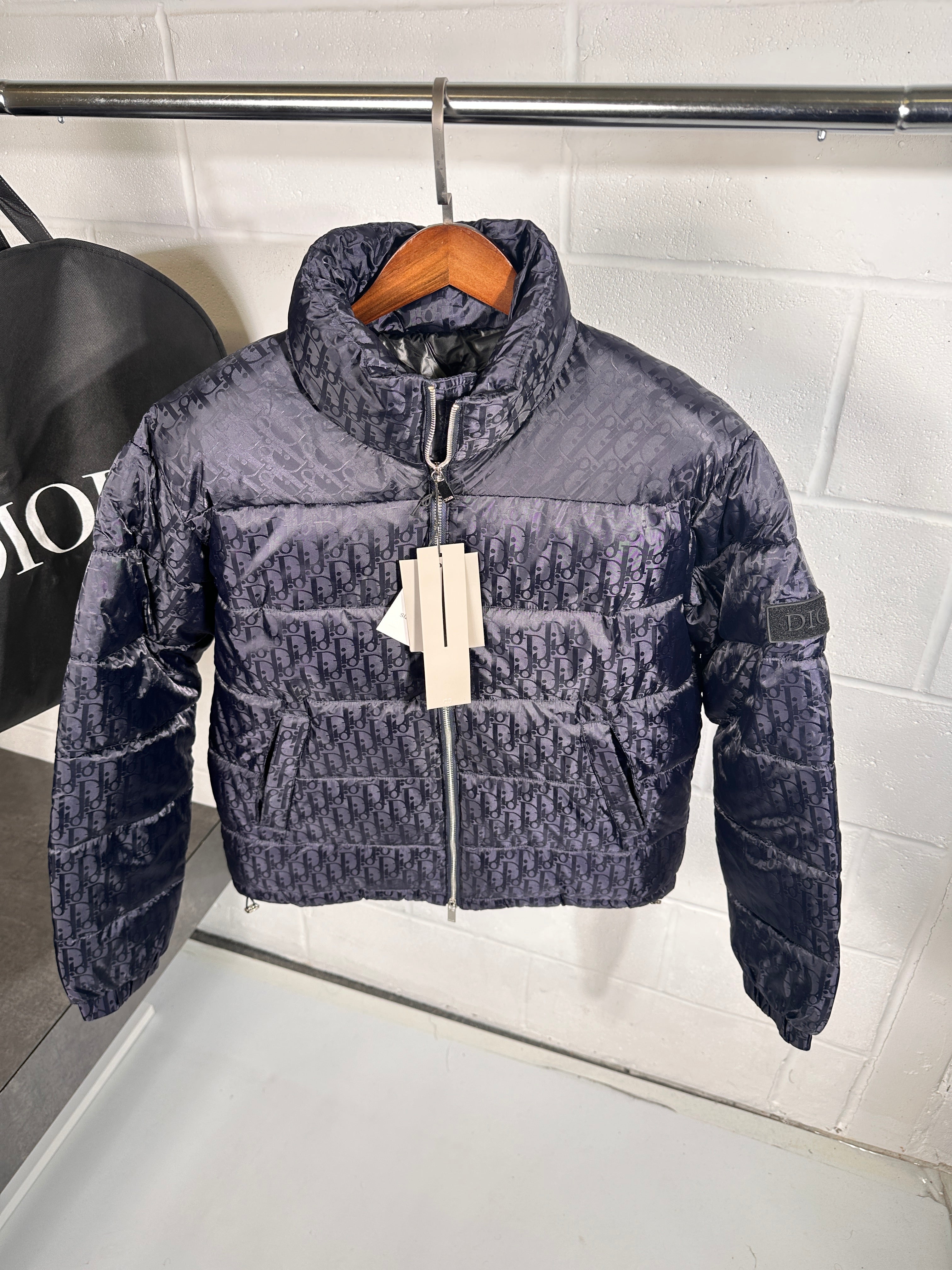 Dior oblique puffer navy