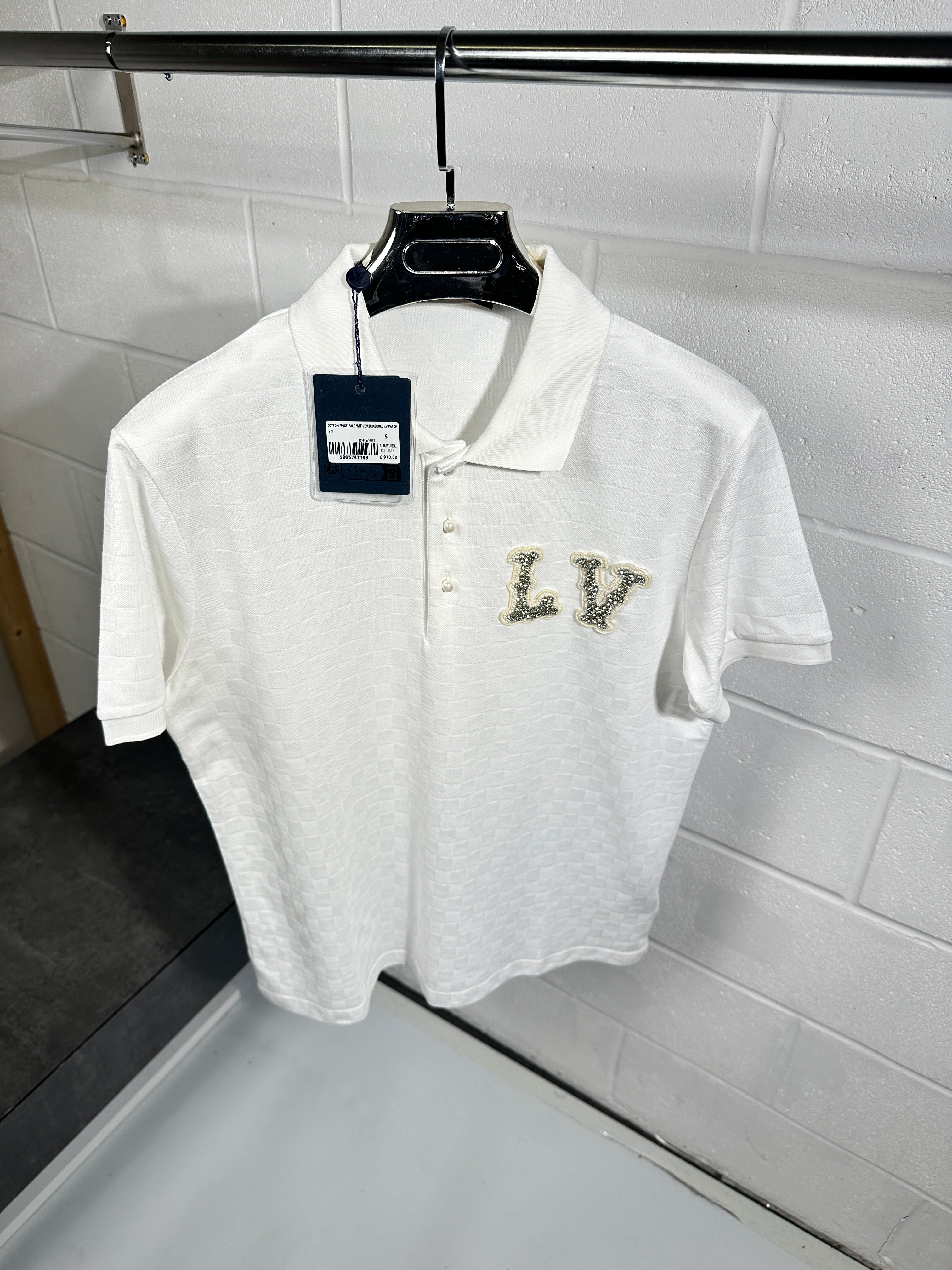 Lv diamond polo white