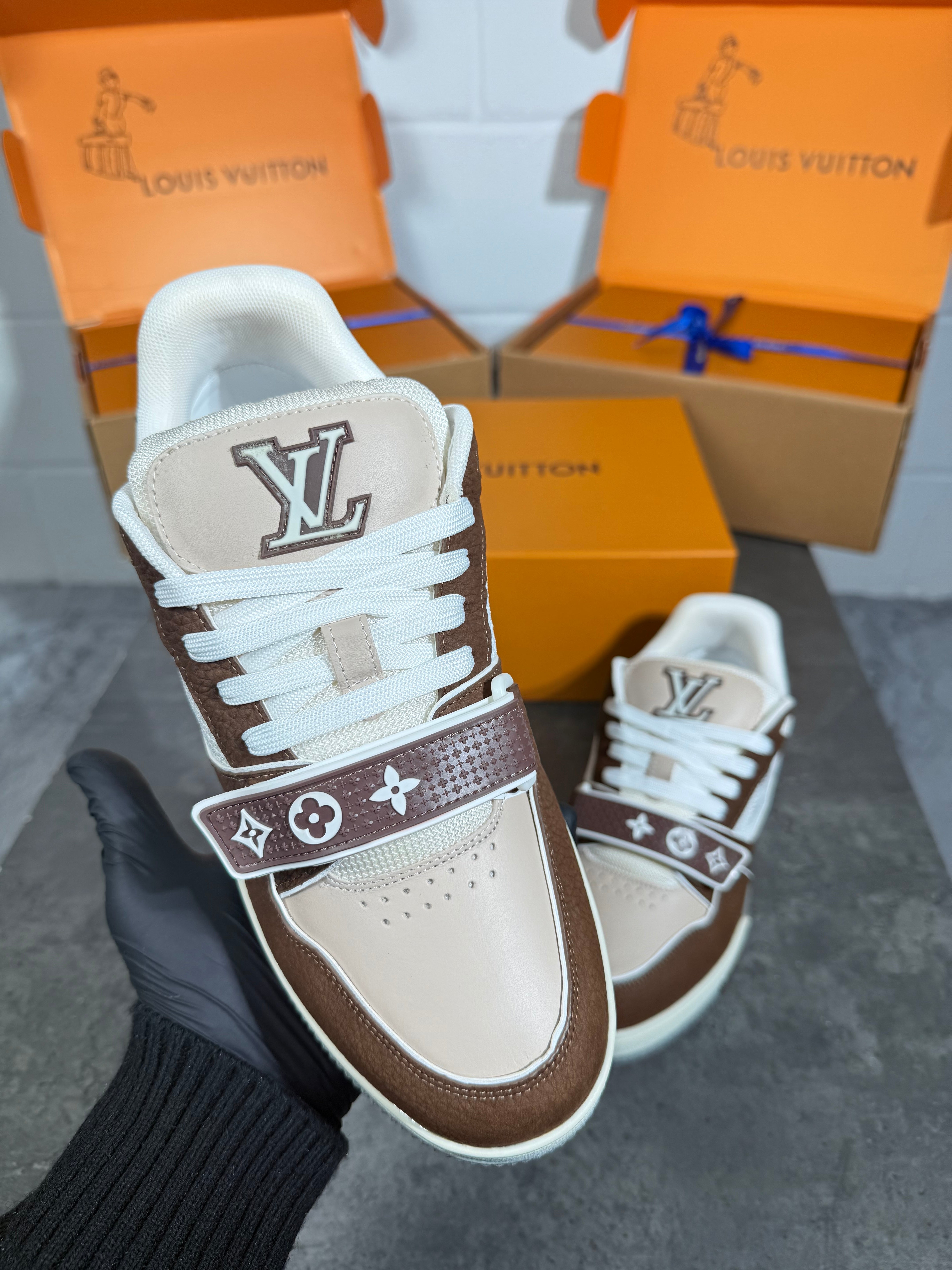 LV Trainer Calf Leather Moka Sneaker