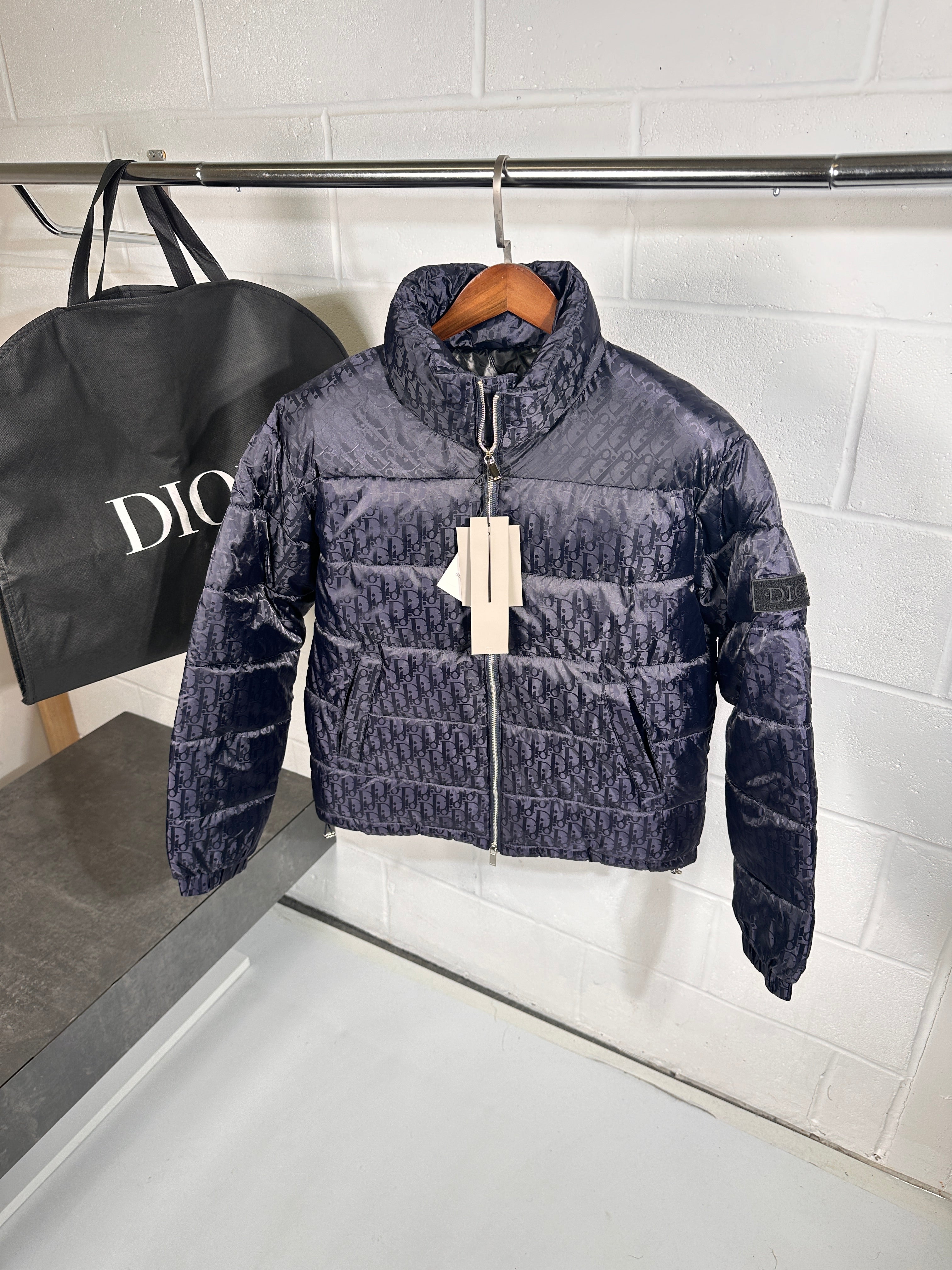 Dior oblique puffer navy