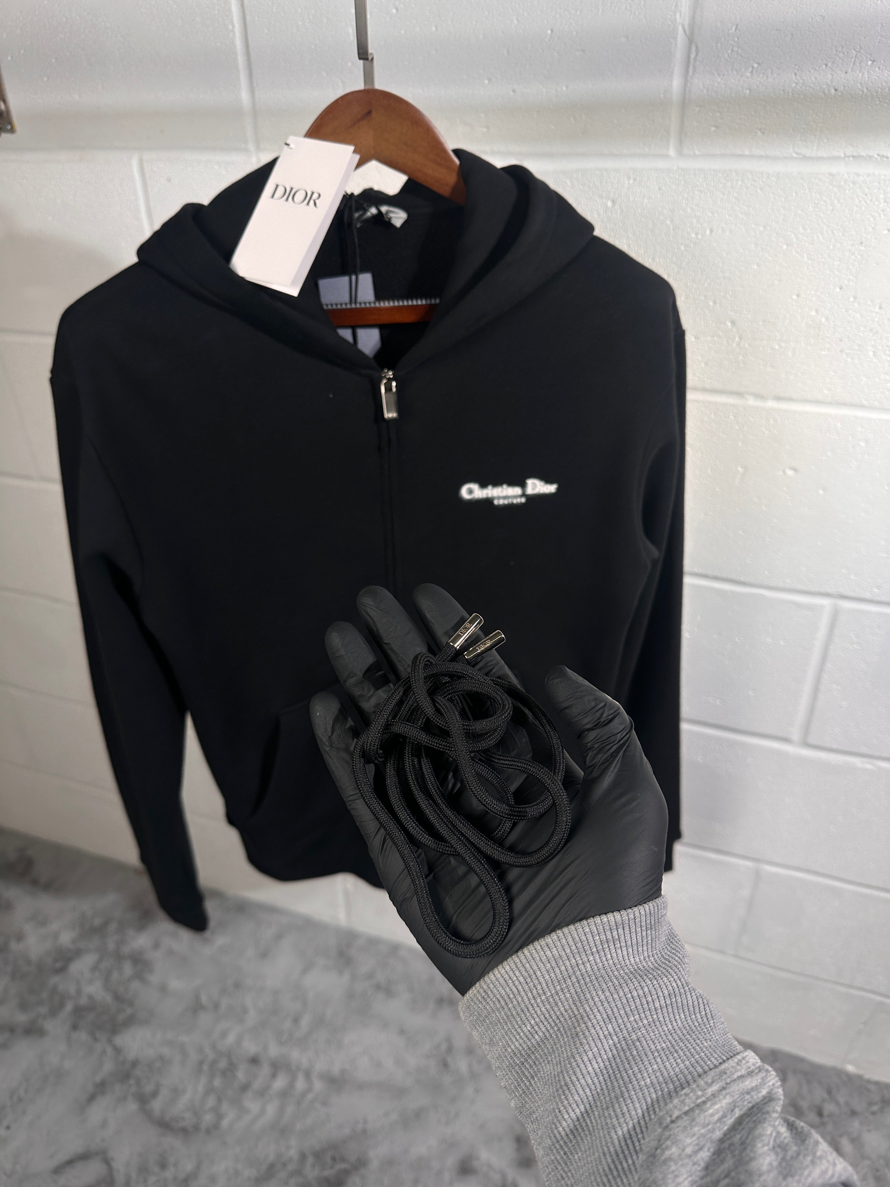 Dior reflective logo hoodie black