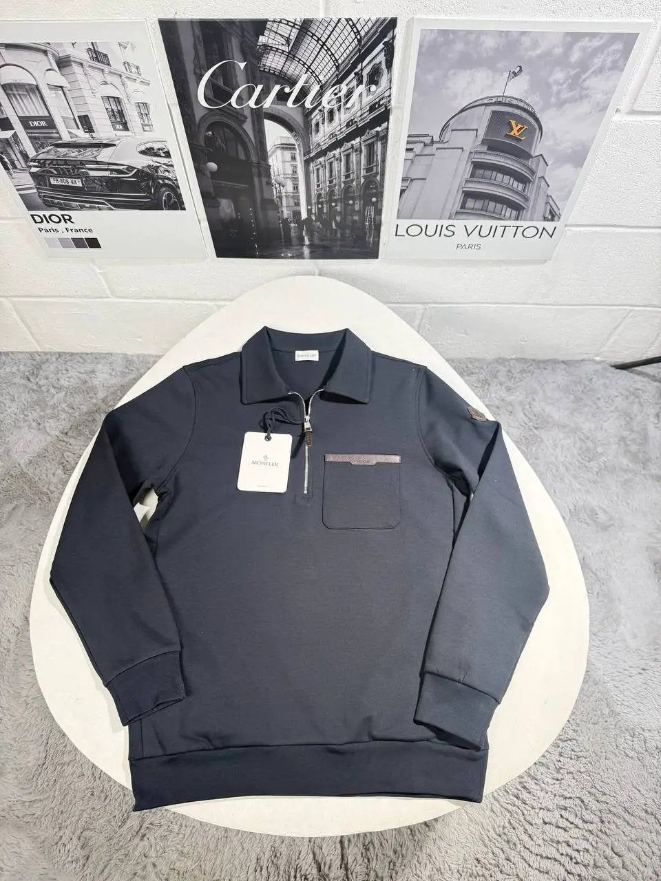 MNCLR QUARTER ZIP SWEATSHIRT NAVY by Stock supplier