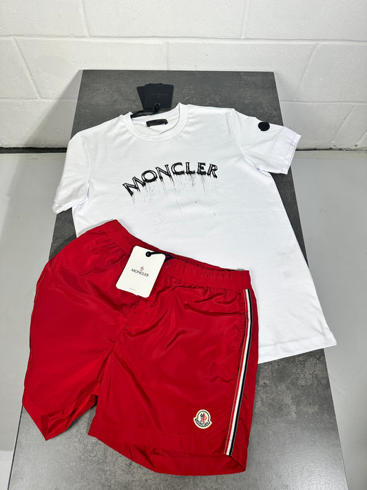 Moncler - short set white and red
