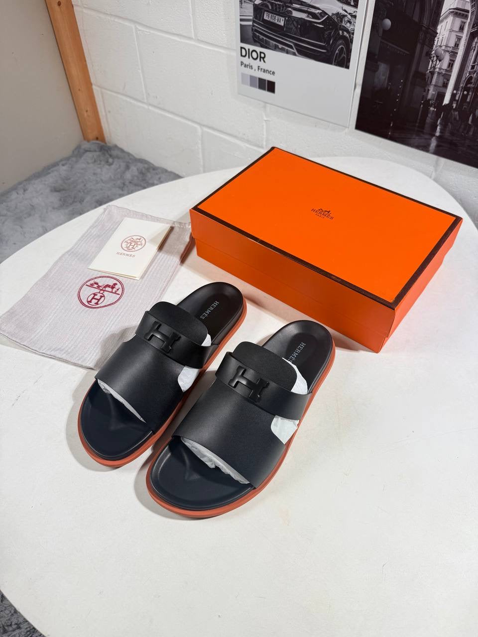HRMS SANDALS BLACK LEATHER