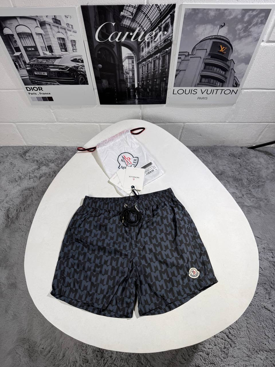 MNCLR MONOGRAM PRINT SWIM SHORTS BLACK