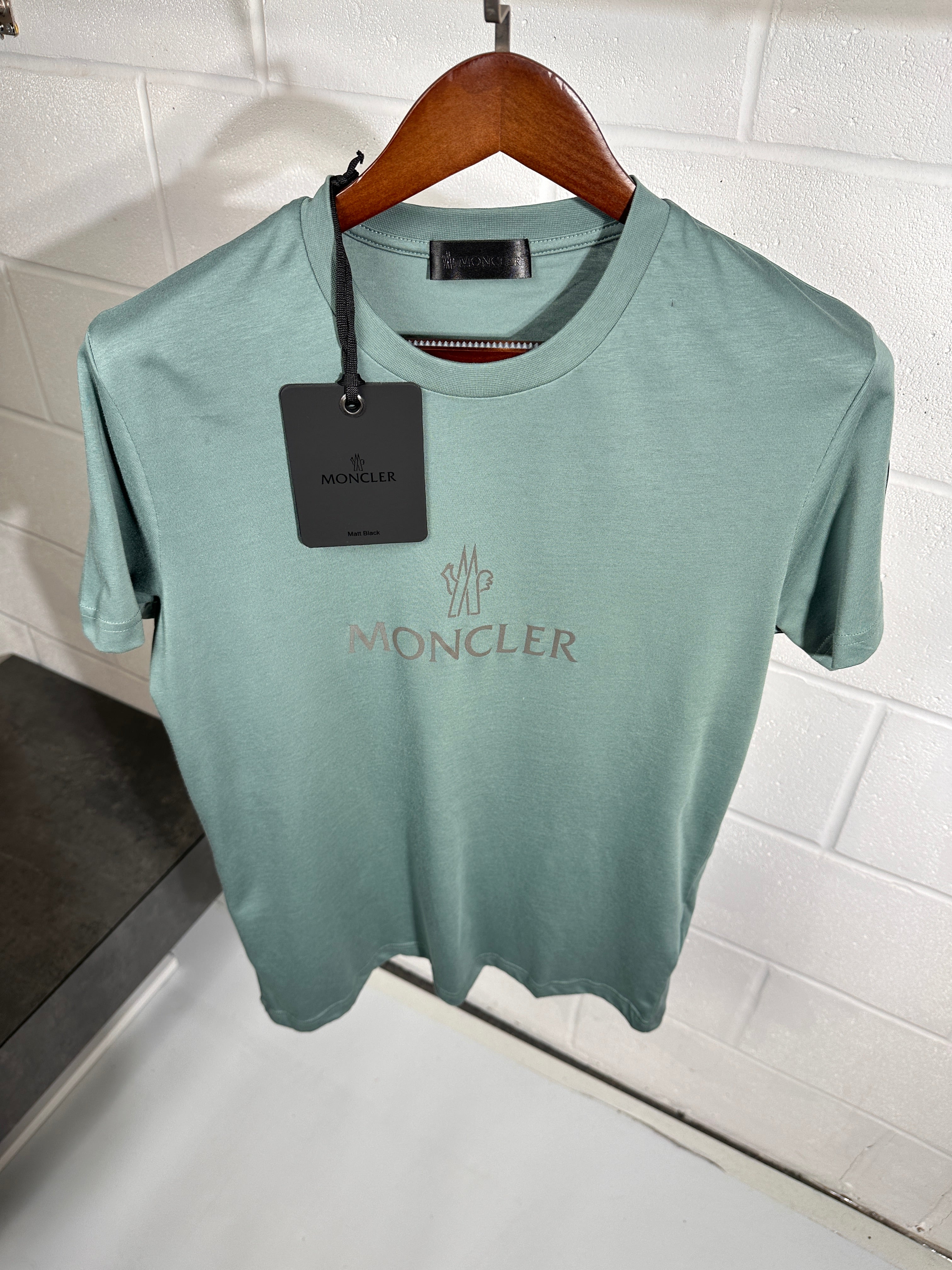 Moncler reflective logo tee light green