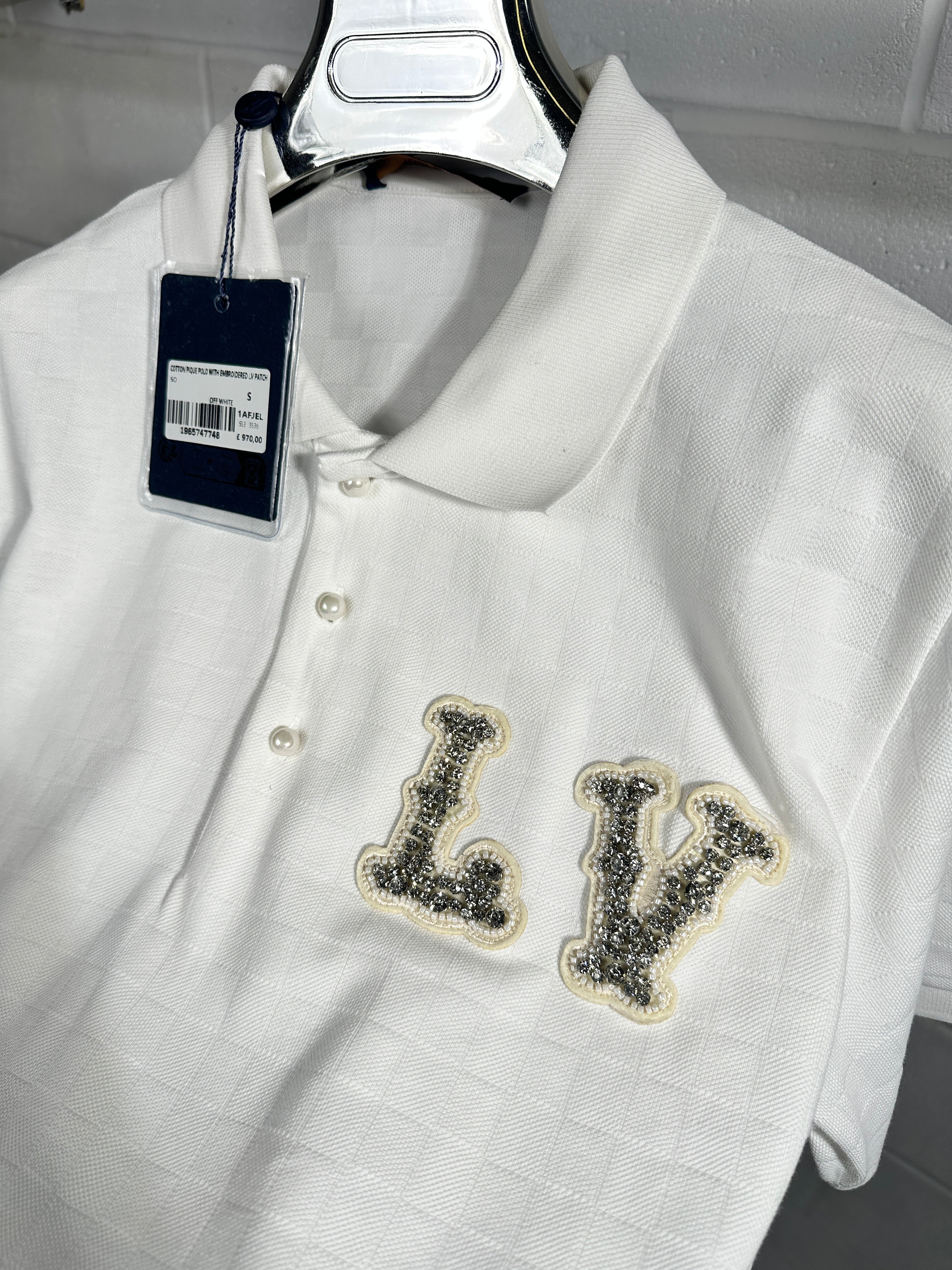 Lv diamond polo white