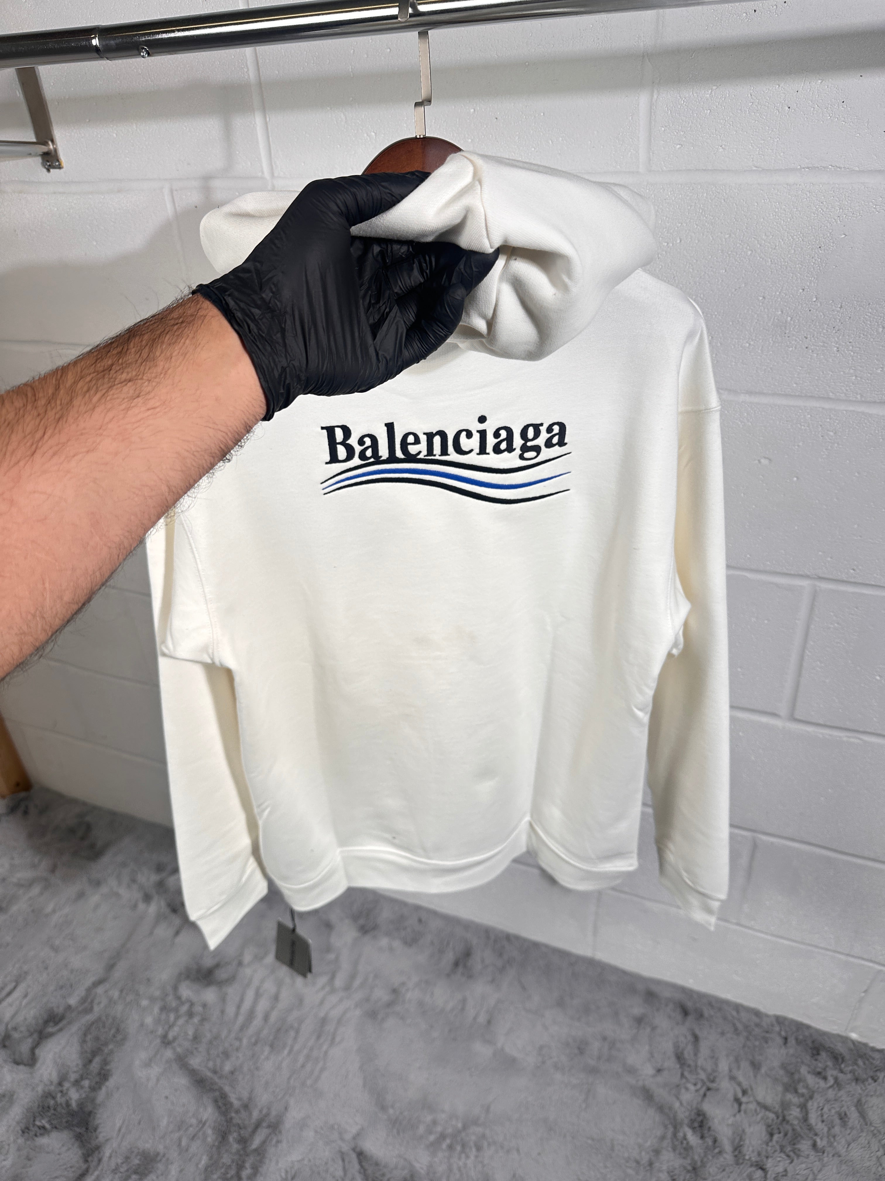 Balanciaga logo hoodie off white