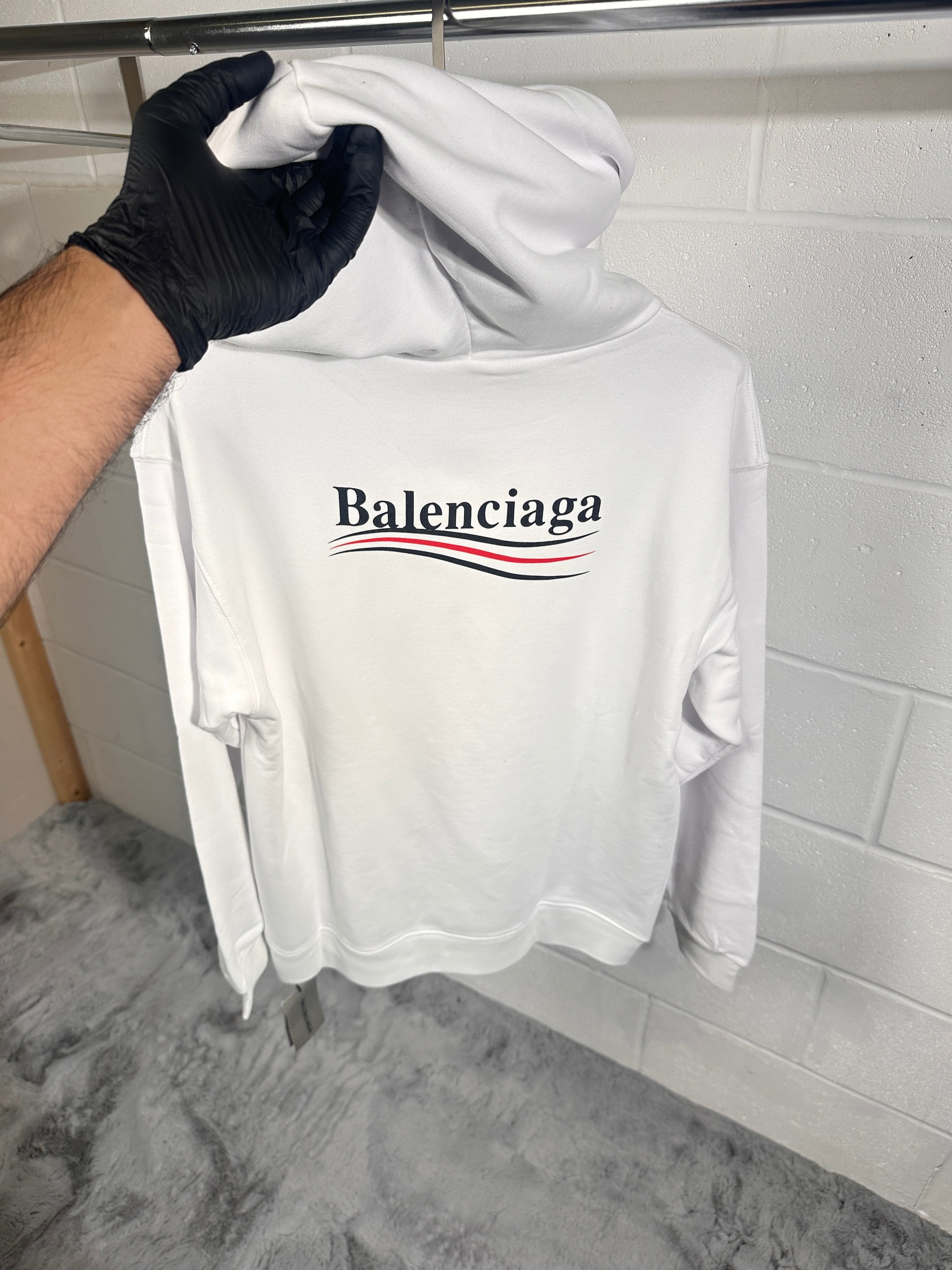 Balanciaga logo hoodie white